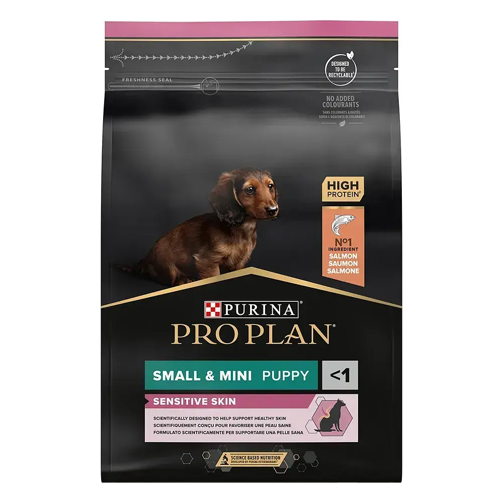 Сухий корм для цуценят дрібних порід із чутливою шкірою Purina Pro Plan Small & Mini Puppy Sensitive з лососем 3 кг 12272619