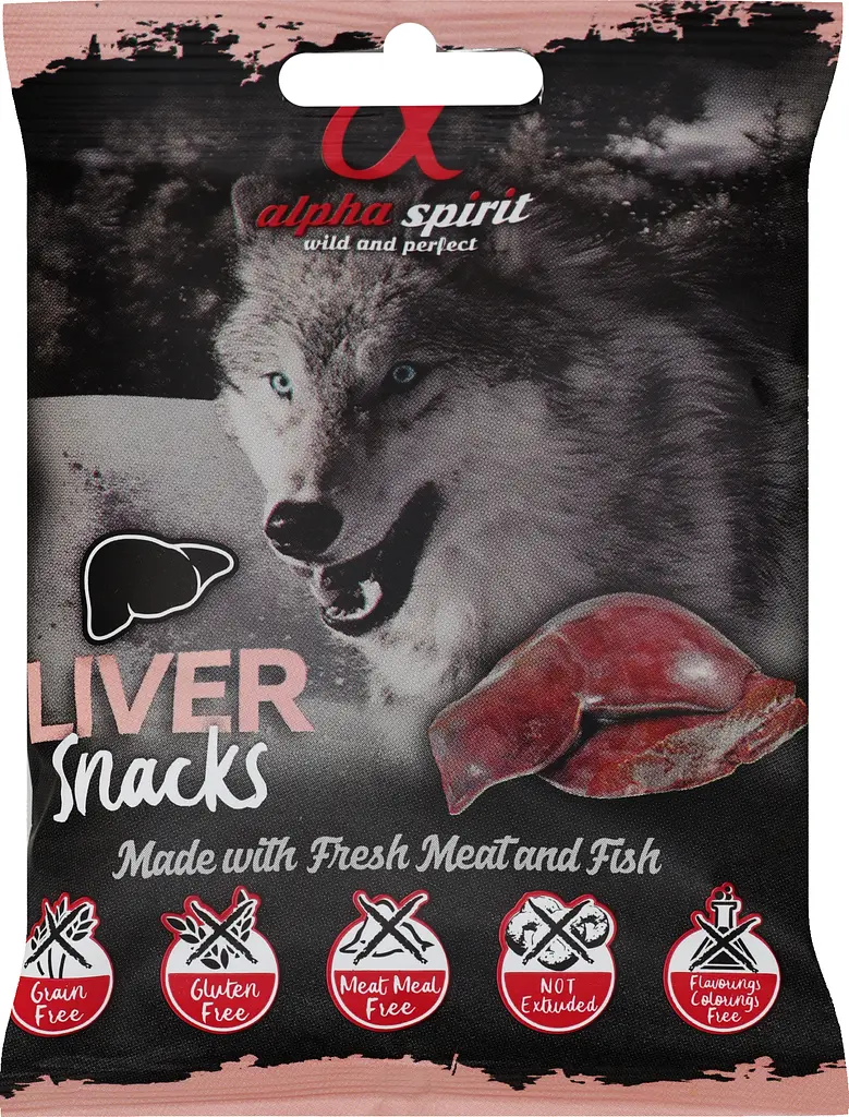 Полувлажное лакомство для собак Alpha Spirit Snacks Liver, кубики с печенью, 50 г - фото 4