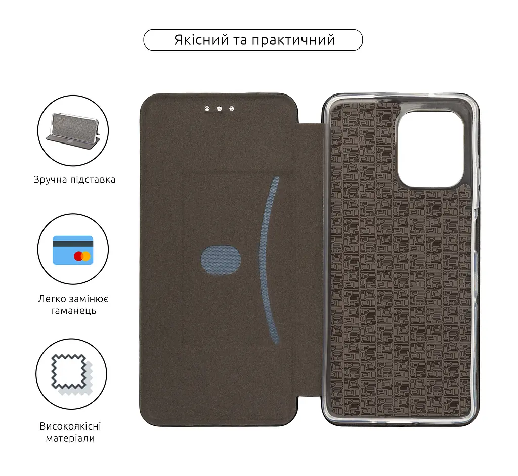 Чехол-книжка для Motorola G75 5G, G-Case, черный, кожаный чехол-книжка из экокожи (PU) и TPU, с магнитом, с подставкой и вместительным кардхолдером, противоударный, защита всего корпуса, ArmorStandart (ARM81619) - фото 3