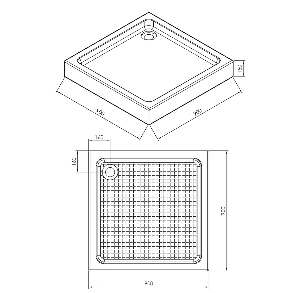 Душевой поддон Imprese 90x90x15 см квадратный,в комплекте с сифоном s0949090S белый - фото 2