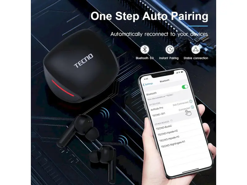 Навушники TWS Tecno G01 Black (4895180780899) - фото 7