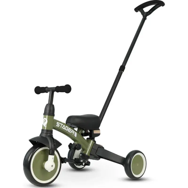 Дитячий велосипед Qplay Stager 3 в 1 з ручкою, біговел, Dark Green (T80STAGERDarkGreen)