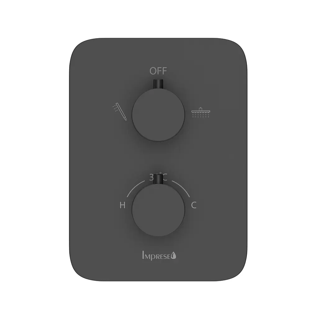 Термостат скрытого монтажа на 2 потребителя Imprese Bilovec black matt f04600910AA, Черный матовый - фото 3