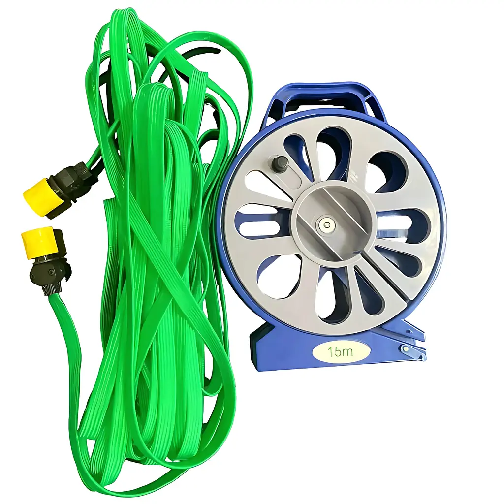 Гнучкий садовий шланг поливний з котушкою 15 м Garden Hose з пістолетом розпилювачем 7 режимів, зелений з синім (7028299354) - фото 5
