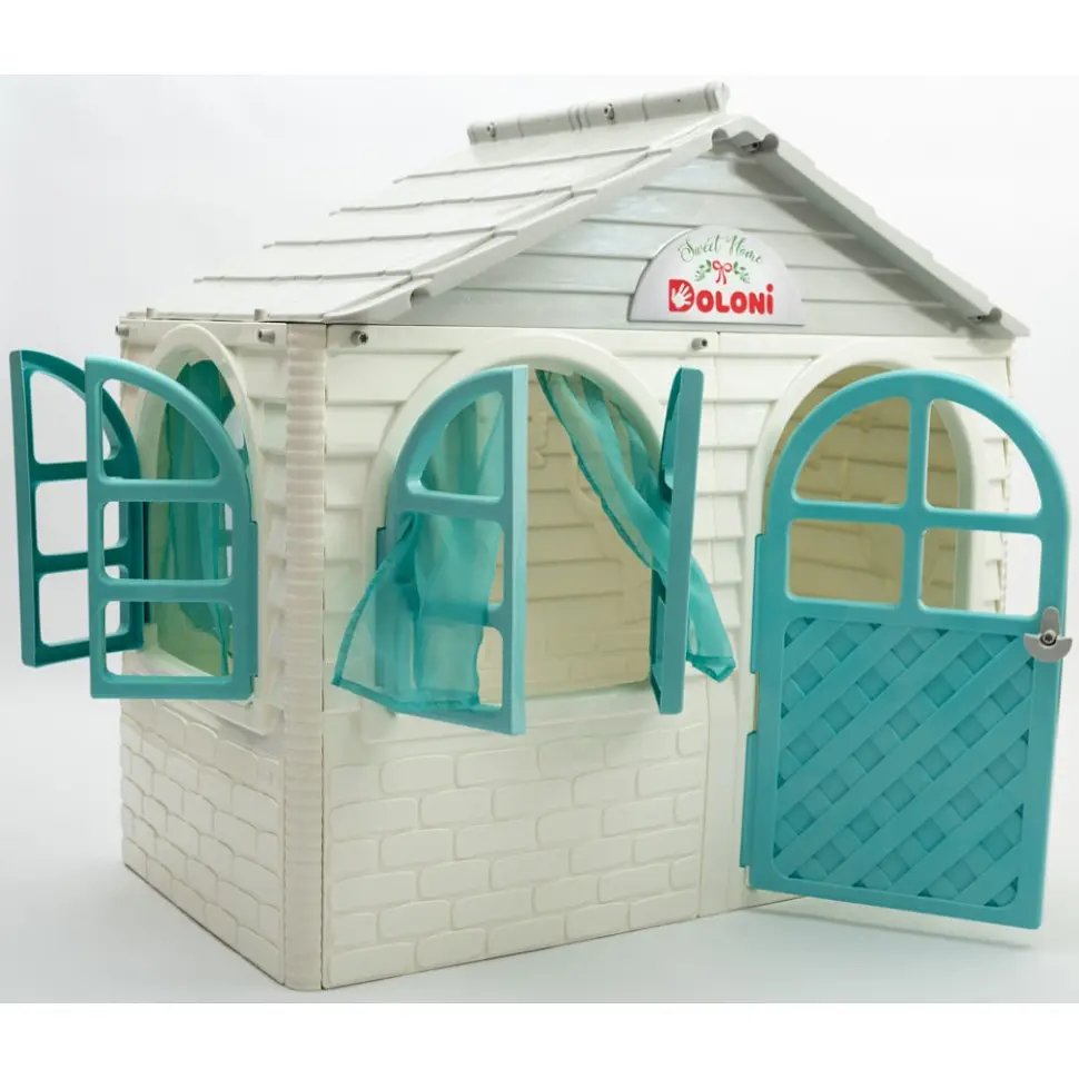 Ігровий Будиночок зі шторками Doloni Toys 02550/15 Біло-Бірюзовий - фото 2