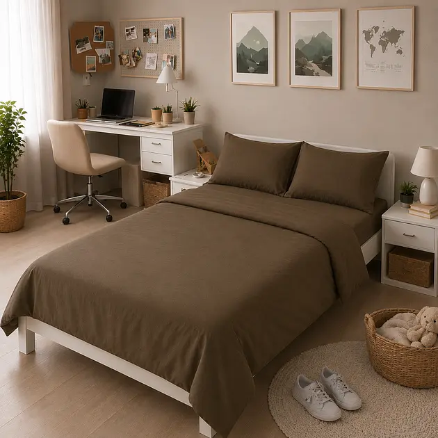 Комплект постільної білизни Ranforce Elite MirSon TEENAGER Light cacao 143 x 210 см (2200013671589)
