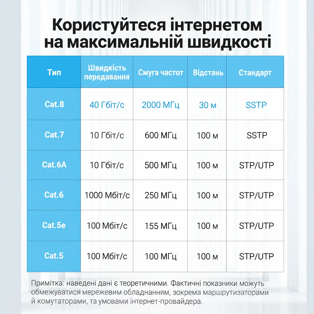 Плаский мережевий патч-корд Vention довжина 2 м Ethernet-кабель штекери RJ45 8P8C з обох боків Cat.8 40 Гбіт/с 2000 МГц теоретичні показники можуть обмежуватися мережевим обладнанням подвійне екранування SSTP чорний (IKCBH) - фото 9