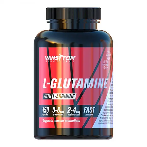 Амінокислота L-Glutamine, 150 капсул Vansiton fit0019144
