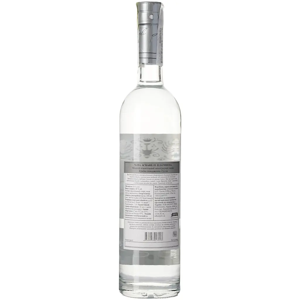 Чача Askaneli Platinum, 40%, 0,5 л - фото 4