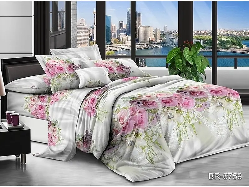 Комплект постільної білизни (BR-6759) Євро TAG tekstil pbe0036542 - фото 2