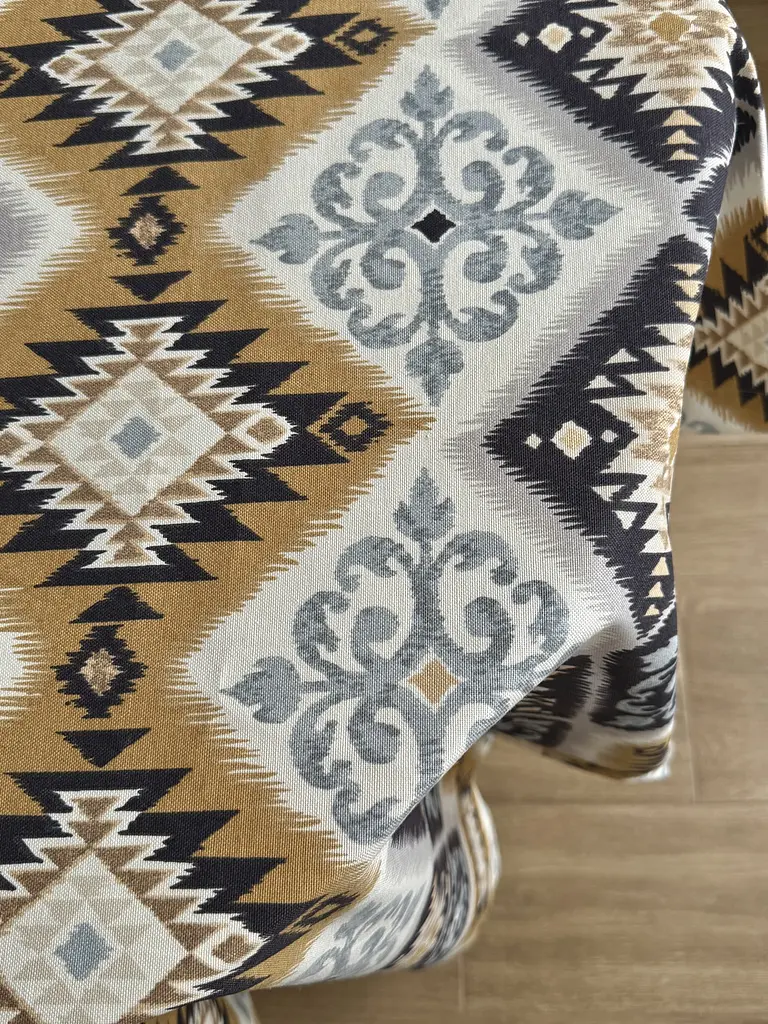 Скатертина столова Ecotton DUCK 170х220 см водовідштовхувальна Орнамент синьо-жовта (25839/2) (25001) - фото 8