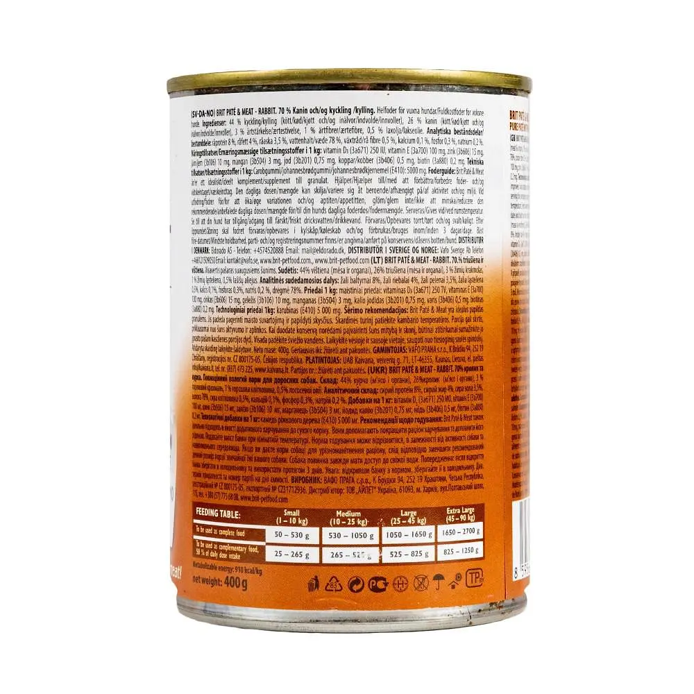 Вологий корм для собак Brit Pate & Meat Rabbit 0,4 кг (курка та кролик) - фото 3