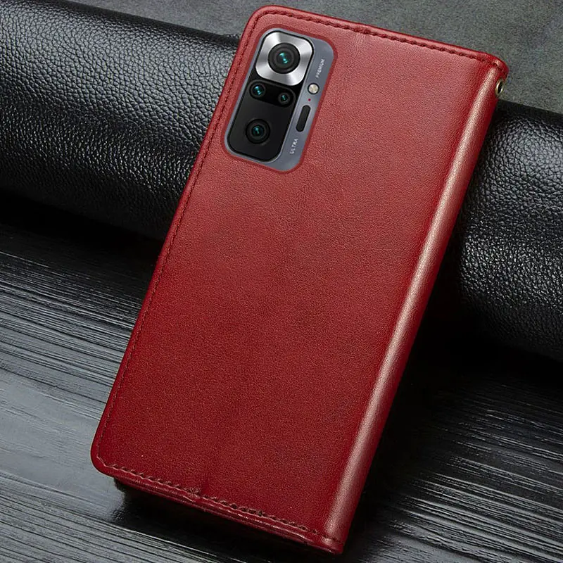 Шкіряний чохол-книжка Getman Gallant (PU) для Xiaomi Redmi Note 10 Pro / 10 Pro Max Червоний - фото 6