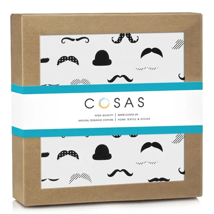 Багаторазова непромокаюча пелюшка Cosas Mustache 100х140 см чорно-біла (Diaper_ChaplinFashion_100x140) - фото 2