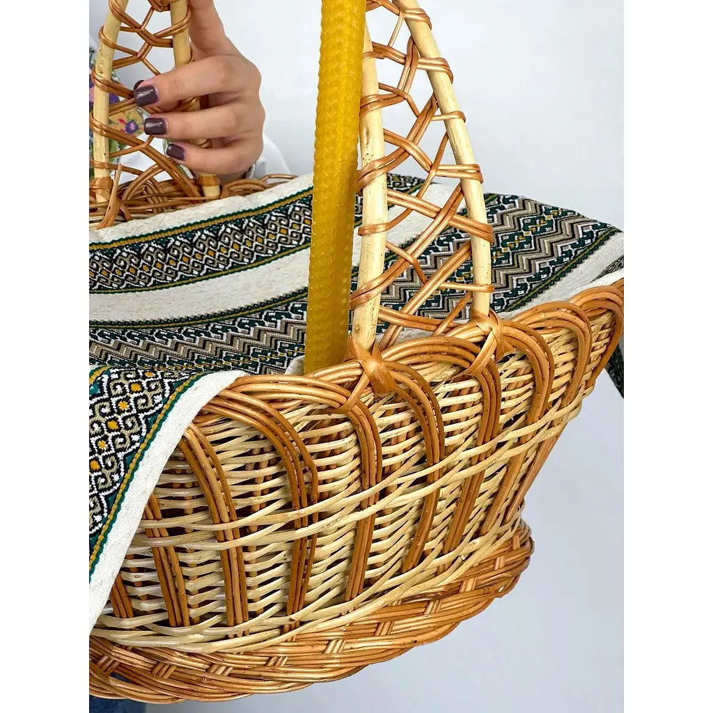 Комплект Пасхальная корзина Галичина с льняным полотенцем 70х30 см Рандеву и свечой - фото 2