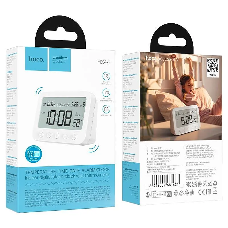 Термометр HOCO Indoor digital alarm clock with thermometer HX44 - фото 2