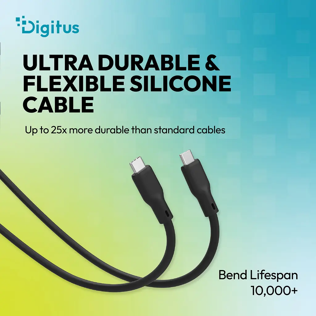 Кабель Digitus USB-C > USB-C заряджання/синхронізації, USB4 2.0, 80G, 240W, 16K, силіконовий, 1м, чорний - фото 9