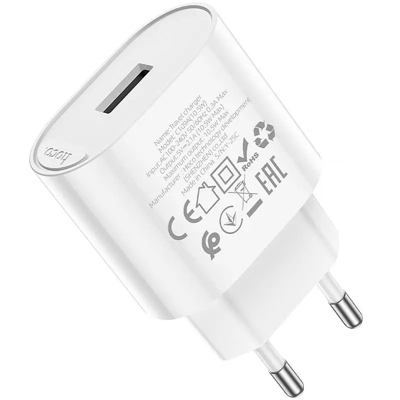 МЗП Hoco C109A Fighter 10.5W (1USB-A) White - фото 4