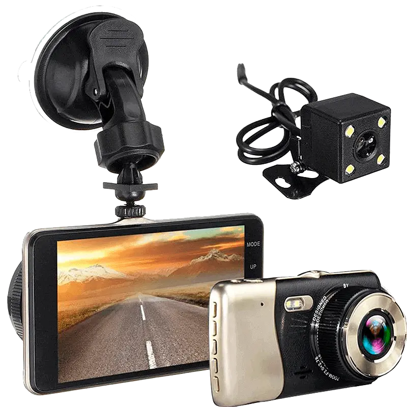 Автомобільний відеореєстратор DVR T652 4" Full HD з виносною камерою заднього виду - фото 2