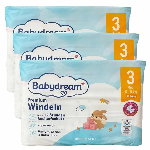 Підгузники Babydream Premium 3 Midi (5-9 кг), 129 шт