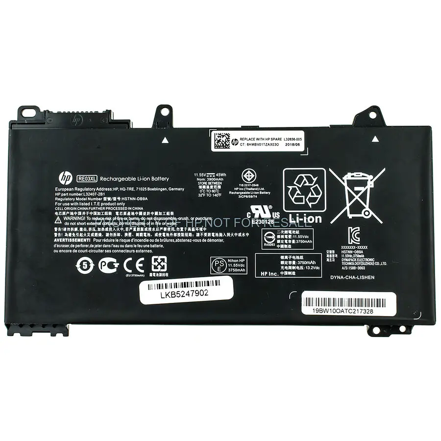 Акумулятор для ноутбука HP RE03XL (ProBook 430 G6, 440 G6, 445 G6, 450 G6) 11.55V 45Wh Black - фото 3