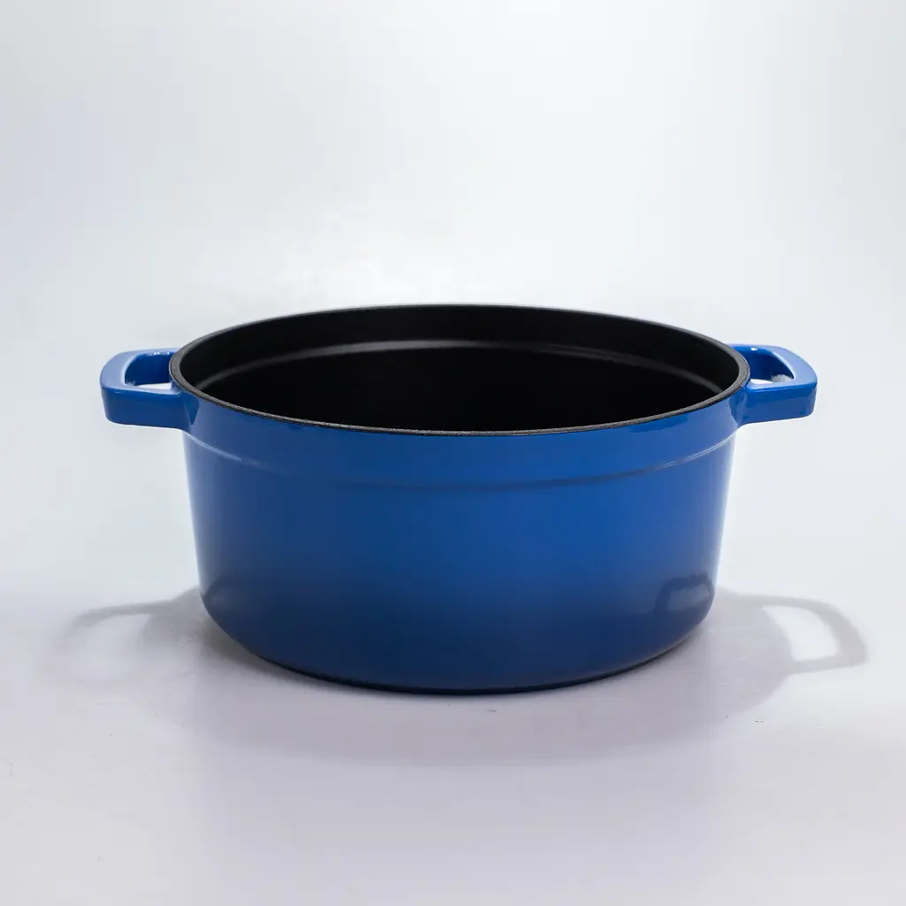 Каструля чавунна 4.5 л емальована з кришкою для тушкування запікання Синій Premium Cookware HP-1-19-BLUE - фото 3