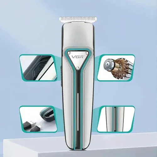 Машинка для стрижки VGR V-008 акумуляторна USB ∙ Тример для волосся, бороди та вусів з LED-дисплеєм і знімними насадками - фото 3