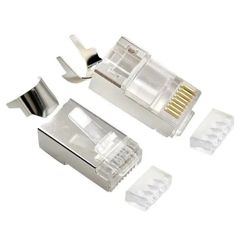 Конектор RJ 45 Cablexpert (LC-PTF7-01/50) 8P8C, Cat.7, FTP, з наскрізними отворами, позолочені контакти (50 шт/уп) - фото 4