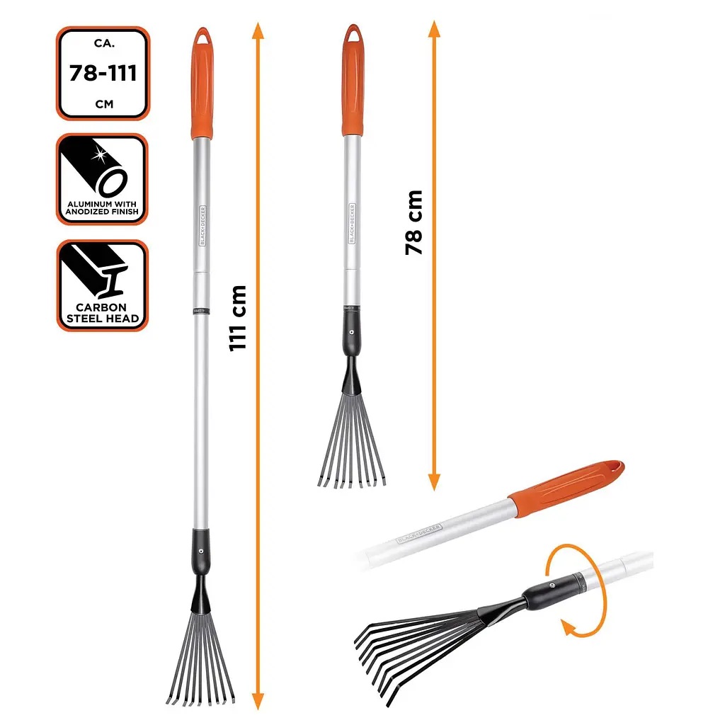 Граблі садові Black+Decker телескопічний 78-111 см - фото 6