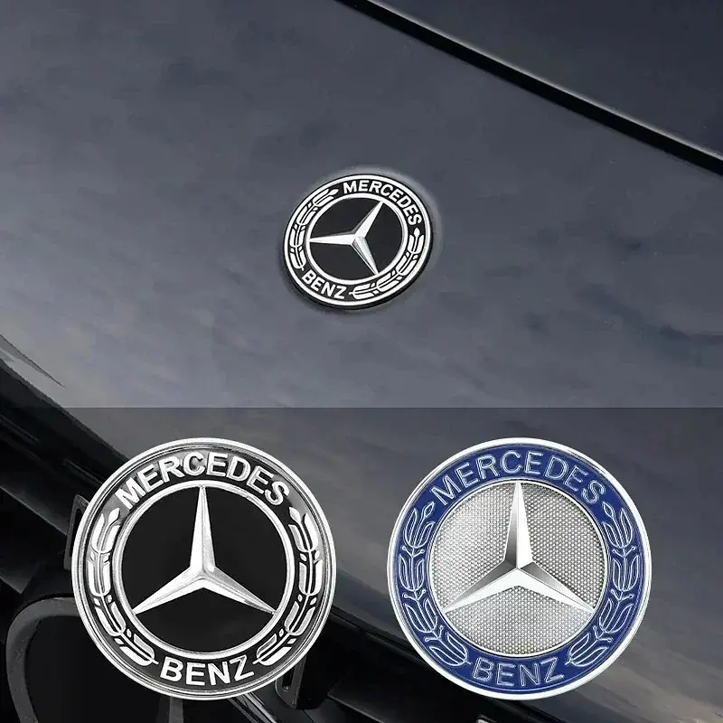 Емблема капота Mercedes-Benz хром + синій (на 2 направляючих) OEM A0008171701 - фото 3