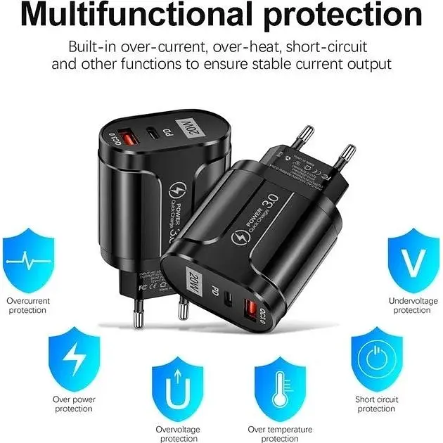 Зарядний пристрій Mirrow USB Type-C Super Charge/Quick Charge 3.0 PD 20W Black (366589741) - фото 8