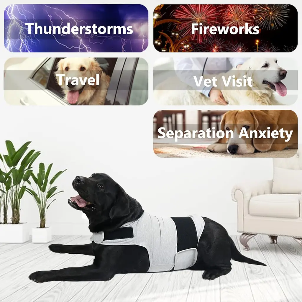 Заспокійливий жилет для собак WanTalk Dog Anxiety Jacket, Light Grey - фото 6