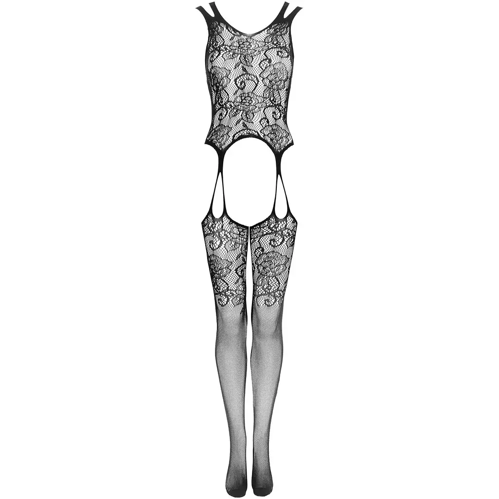 Бодістокінг Obsessive Bodystocking F237 S/M/L, рослинне плетіння, імітація панчіх - фото 5