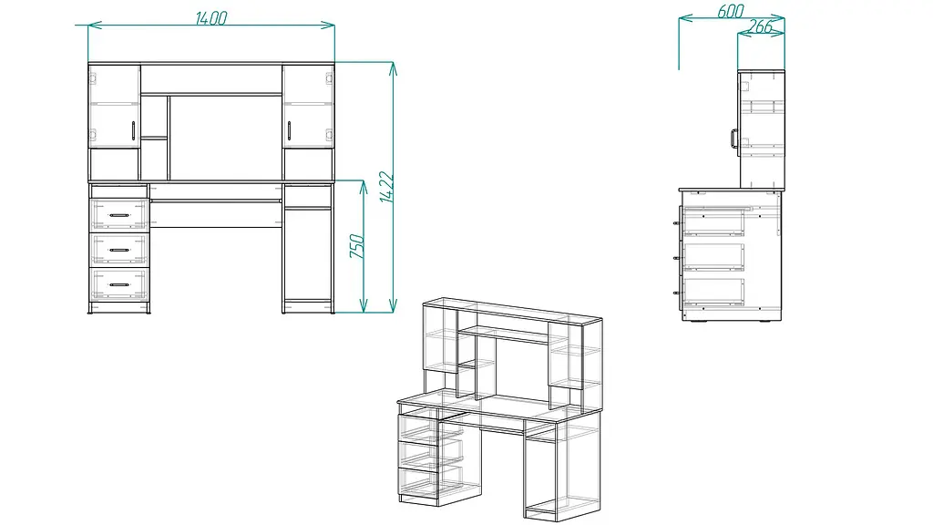 Компьютерный стол Анжело Ferrum-decor 1400x1422x600 ДСП Дуб Сонома 16 мм (FRD-104707) - фото 4
