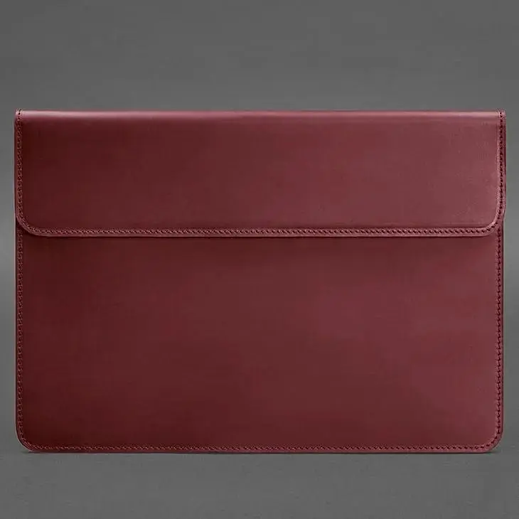 Шкіряний чохол-конверт BlankNote Crazy Horse на магнітах для MacBook 15 дюймів Бордовий - фото 4