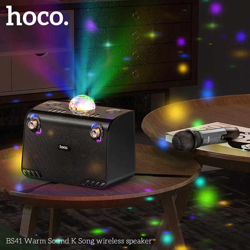 Портативна акустика Hoco Warm Sound K Song wireless speaker BS41 з мікрофоном 20W - фото 3