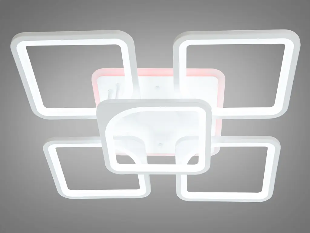 Современная лед люстра с пультом, диммером, подсветкой, 150Вт, белая люстра. - фото 2