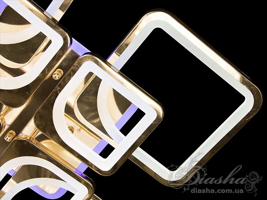 Люстра стельова LED Diasha 8060/4+4G, 190W, 3200K-6500K, золото, сучасний стиль для дому