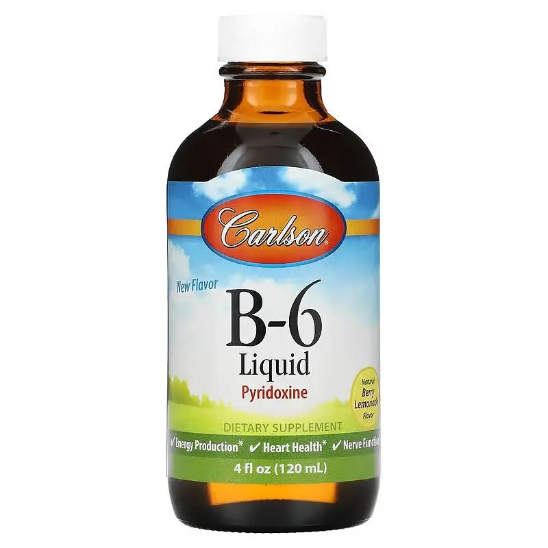 Вітаміни та мінерали Carlson Labs Vitamin B6 Liquid, 120 мл - Ягідний лимонад