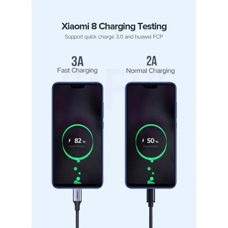 Кабель для передавання даних Ugreen USB 2.0 AM to USB-C 3A aluminum braid nickel plating 0.25 m black (60124) - фото 7