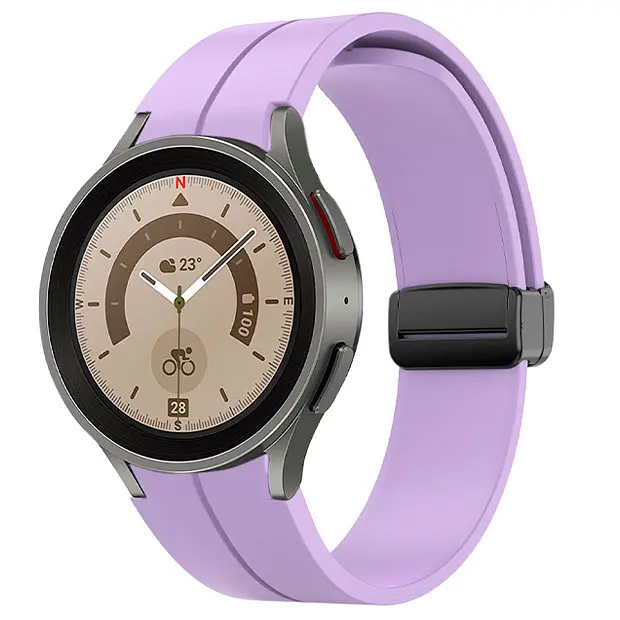 Ремешок для Samsung Galaxy Watch 6 40mm 6 44mm - фиолетовый ширина крепления 20мм силикон Watchbands Cls-black (W33-8W432432) - фото 2