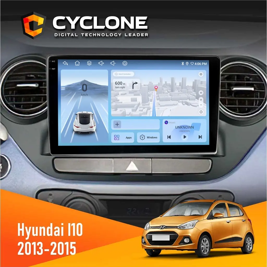 Штатна магнітола Hyundai i10 2013-2015 Cyclone C9-012 4x64, DSP, 4G Cyclone (НФ-00007896)