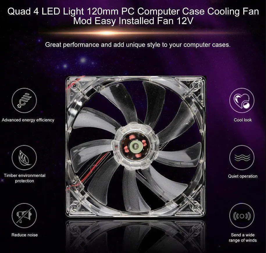 Кулер корпусний Voltronic C12025W Fan DC sleeve fan 4-контактний 120 мм LED White - фото 2