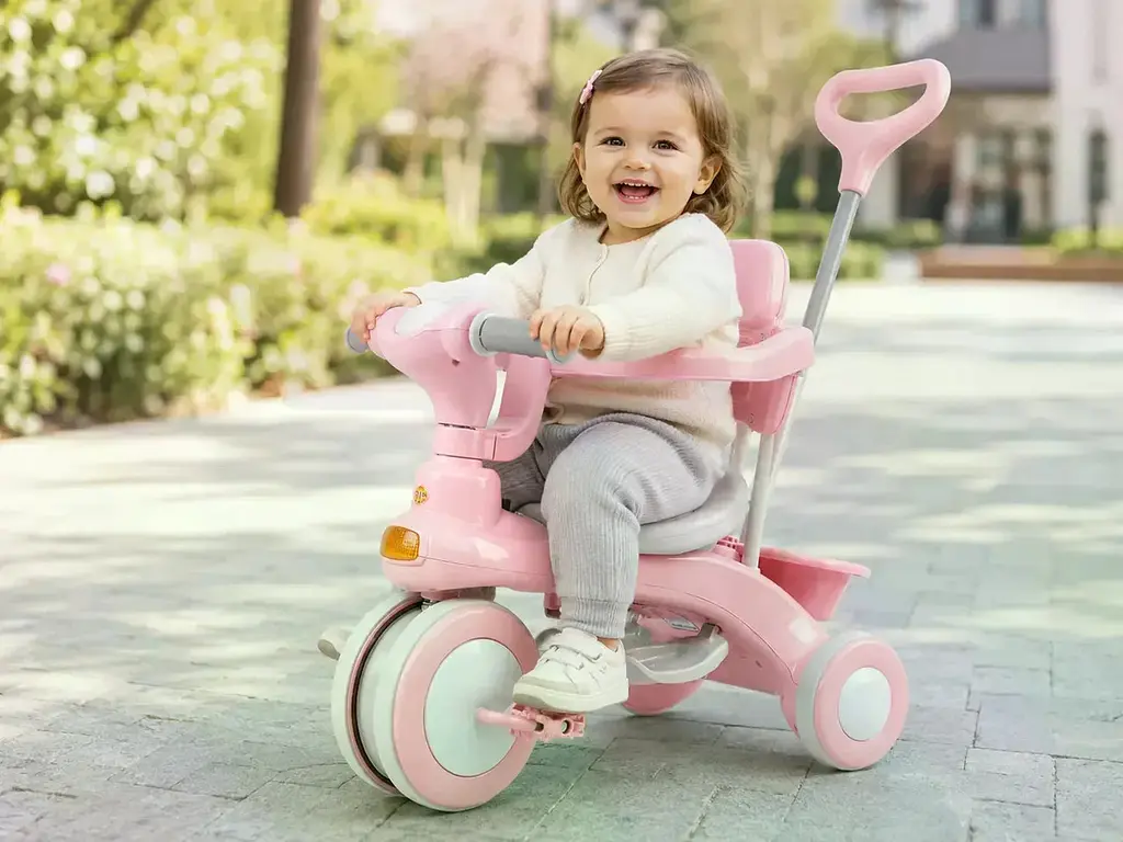Дитячий триколісний велосипед Baby Carriage 588 рожевий з батьківською ручкою - фото 6
