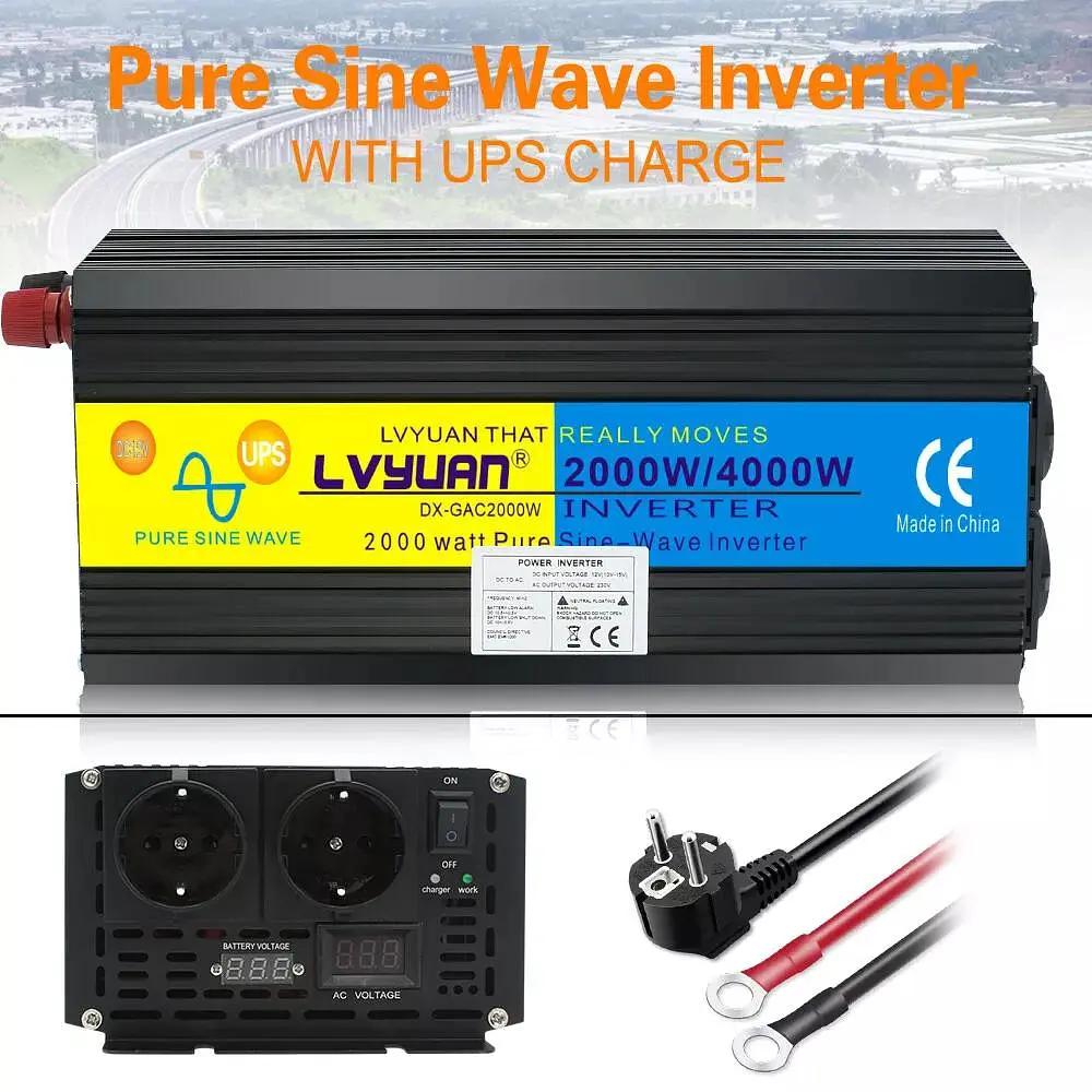 Інвертор перетворювач напруги Lvyuan F-2000P 12-230v 2000/4000w чистий синус - фото 3