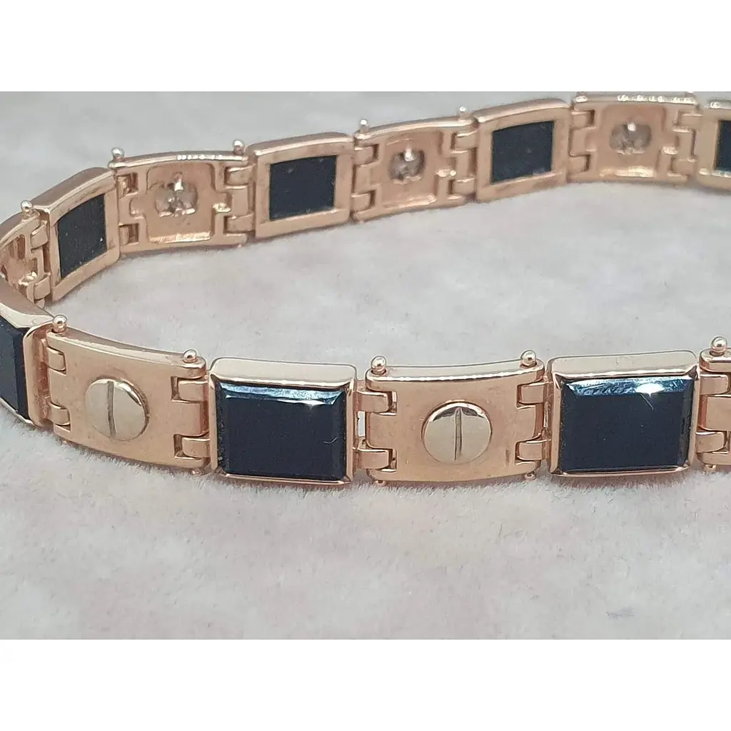 Золотий браслет Родинні коштовності з оніксом. 1.52.0213 22 - фото 3