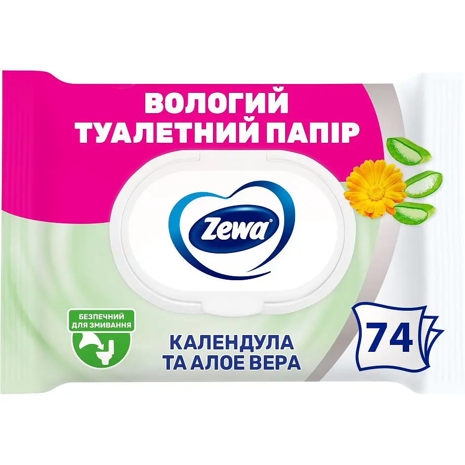 Вологий туалетний папір Zewa з календулою та алое вера 74 шт. - фото 2