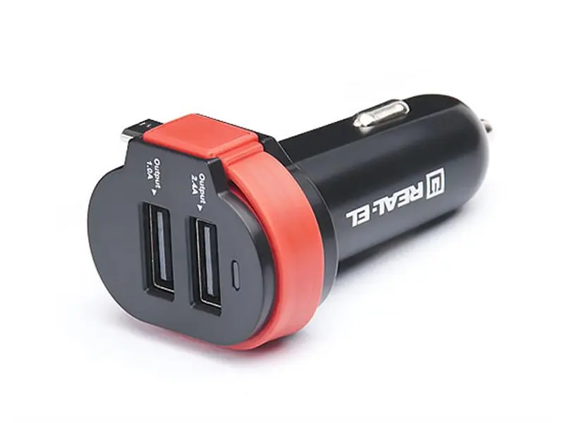 Автомобільний зарядний пристрій REAL-EL CA-35 + кабель microUSB Black (EL123160012) - фото 6