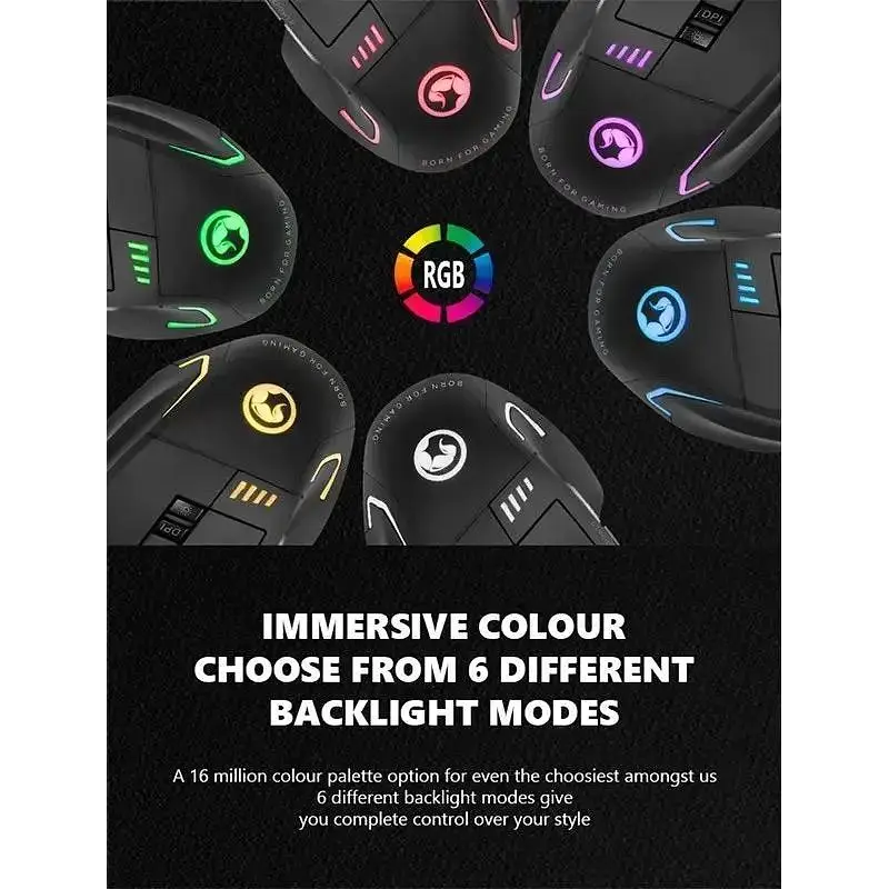 Комп'ютерна миша Marvo M720W бездротова безшумна 6colors-LED 8 кнопок Fast Key 4800 dpi Black - фото 5