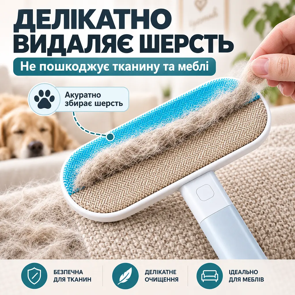 Щітка 4 в 1 для видалення шерсті тварин, чищення меблів, килимів, одягу та вікон з довгою ручкою 59 см-KT9004202 - фото 8